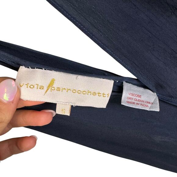 Viola Parrocchetti Navy Blue Ombre Anita Strappy Halter Vacation Maxi Dress - Picture 7 of 8